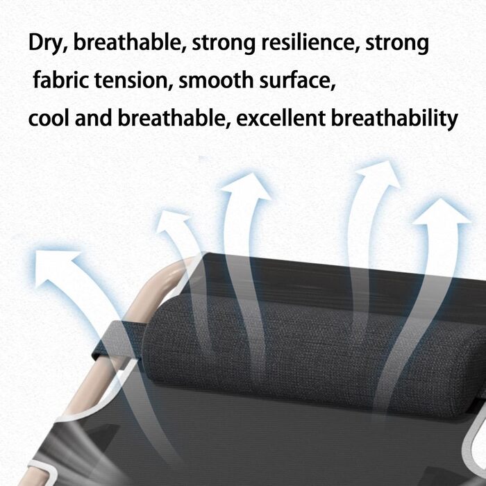 Шезлонг для відпочинку на відкритому повітрі: садова лежанка з регулюванням кута нахилу, чорна, 96x63x12 см, з подушкою з бавовни