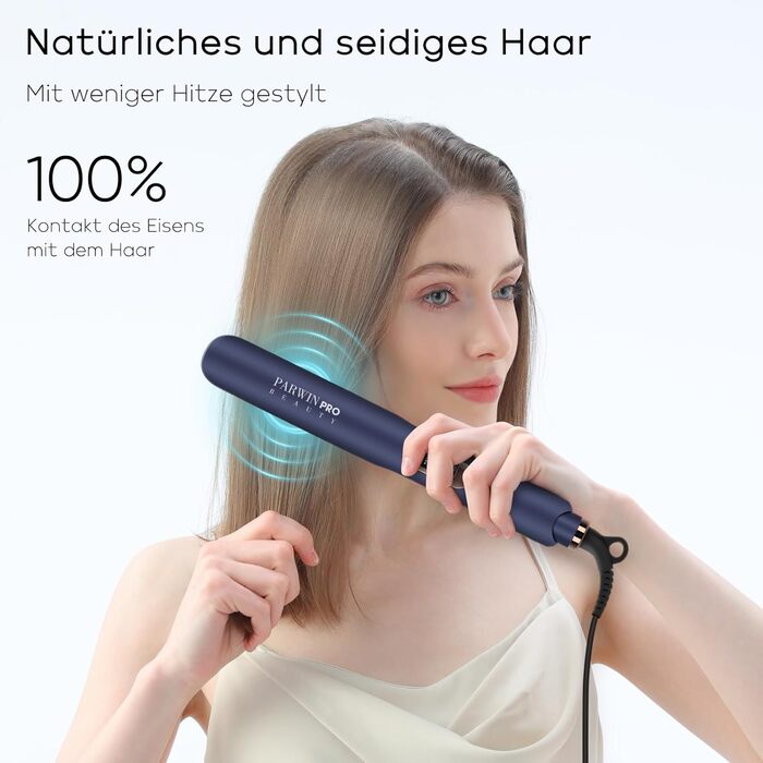 Випрямляч для волосся 2 в 1 та іонний випрямляч PARWIN PRO BEAUTY Hair Straightener, випрямляч з нанотитановим покриттям, широка шовковиста нагрівальна пластина, з РК-дисплеєм, 130C-230C