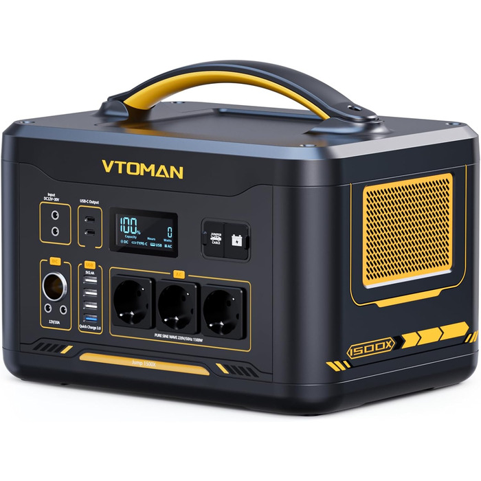 Портативна електростанція VTOMAN Jump 1500X, ємність 828 Wh, номінальна потужність 1500 W, пікова потужність 3000 W
