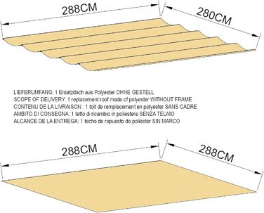 Заміна даху для перголи з плоским дахом Firenze 3x3m Pergola Покриття даху піском