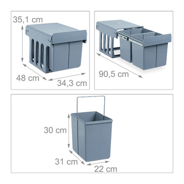 Relaxdays Вбудована кухня для сміття 2x 15 літрів