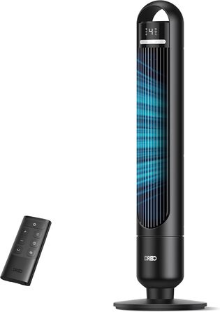 Вентилятор Dreo 23dB - тихий торцевий вентилятор з дистанційним керуванням, 4 швидкості, 3 режими, 9.8 м радіус дії, таймер 8H, осциляція 90°, чорний