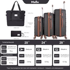 Набір валіз Travelhouse Ascona 5-в-1 (75/65/55 см) з TSA-замком, Spinner-колесами, ABS+PC, темно-зелений (чорний)