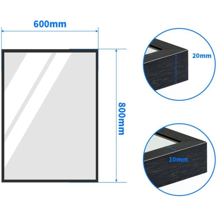 Дзеркало настінне/підлогове Spiegel 40x160 см з рамою. Алюмінієва рама (чорна). Для спальні, вітальні, ванної кімнати.