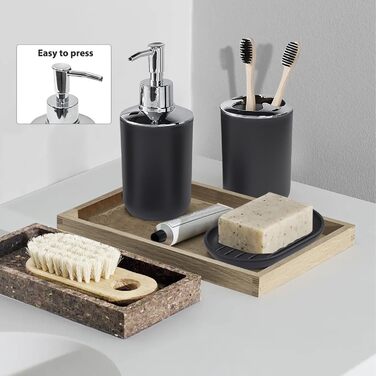 Набір аксесуарів для ванної кімнати CERBIOR, 6 шт. (Морська синя/Королівська синя): дозатор мила, тримач для зубних щіток, стакан для зубних щіток, мильниця. Чудовий подарунок для дому.