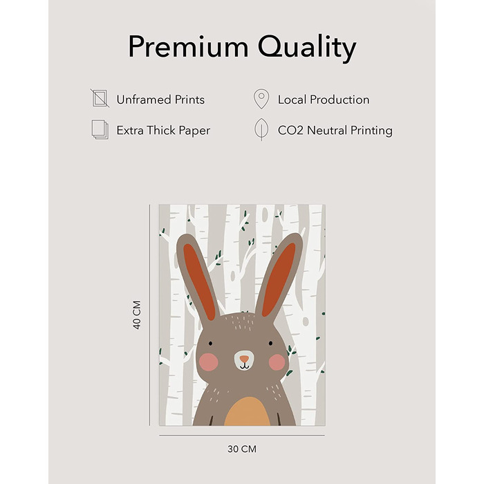 Набір з 6 дитячих постерів Hambient для кімнати дитини: тварини лісу (30x40 см, без рамки)