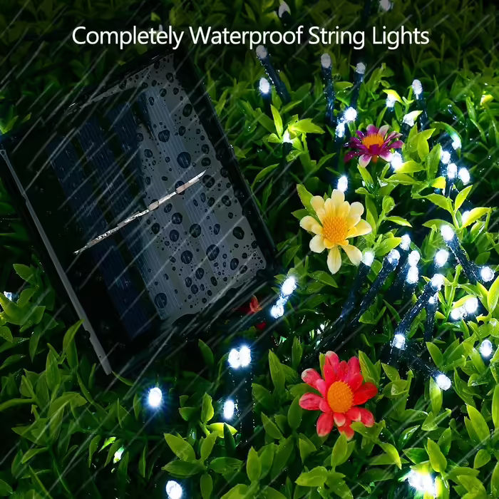Гірлянда BrizLabs на сонячній батареї, 22 м, 200 LED, водонепроникна, 8 режимів, холодне біле світло, для вулиці, саду, тераси, будинку, весілля, Різдва