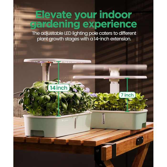 LetPot LPH-Air: Розумний гідропонний сад для вирощування трав, 10 капсул, LED 24W, 4L, WiFi, таймер