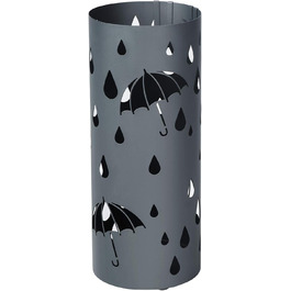 Підставка для парасольок SONGMICS з металу, підставка для парасольок кругла, з піддоном для крапель води та гачком, 49 x 19.5 см (H x Ø), матовий антрацит LUC23AG антрацитовий сірий
