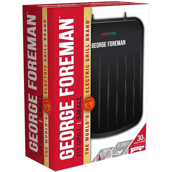 Малий гриль George Foreman 25800 - Універсальна сковорода, конфорка та тости з швидким нагріванням і легким очищенням, чорний