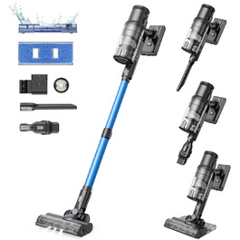 Бездротовий пилосос Proscenic P15: 55KPa, 580W, 70 хв, LED дисплей, антизаплутана щітка, фільтр 6 шарів, для твердих поверхонь, килимів, шерсті домашніх тварин, автосалону (Світло-блакитний)