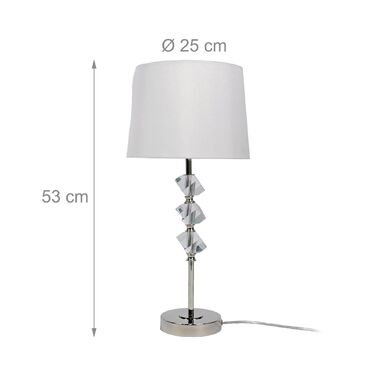 Настільна лампа Relaxdays з кришталевим декором та шовковим абажуром