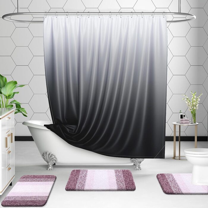 Набір килимків для ванної кімнати OLANLY, 2 шт., м'який, швидковисихаючий, мікрофібра, нековзний, придатний для прання та сушки в машинці, плюшеві килимки для ванної (119,4 x 50,8 см + 61 x 40,6 см)