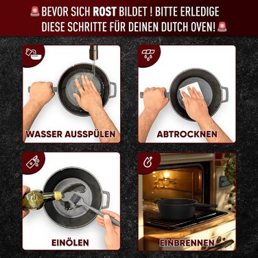 Нідерландський горщик 2в1 з чавуну 4.8л & сковорода з чавуну 1.8л - Набір нідерландського горщика з подвійною функцією - з кулінарною книгою та аксесуарами для барбекю, кемпінгу та кухні - 30 років гарантії (2в1 сковорода)