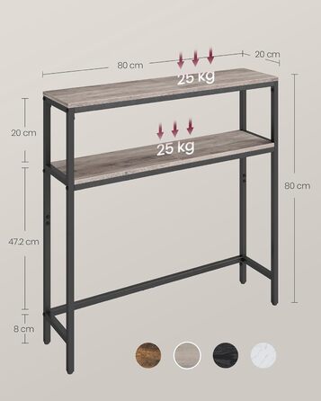 Консоль VASAGLE - вузький столик для вітальні/коридору з 2 ящиками, 20 x 100 x 80 см, сіро-чорний, LNT131B22