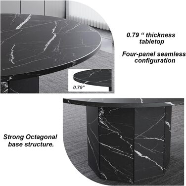 Дерев'яний обідній стіл HSH на 4-6 осіб, кухонний стіл, сучасний дизайн, 120x120x75 см (чорний)