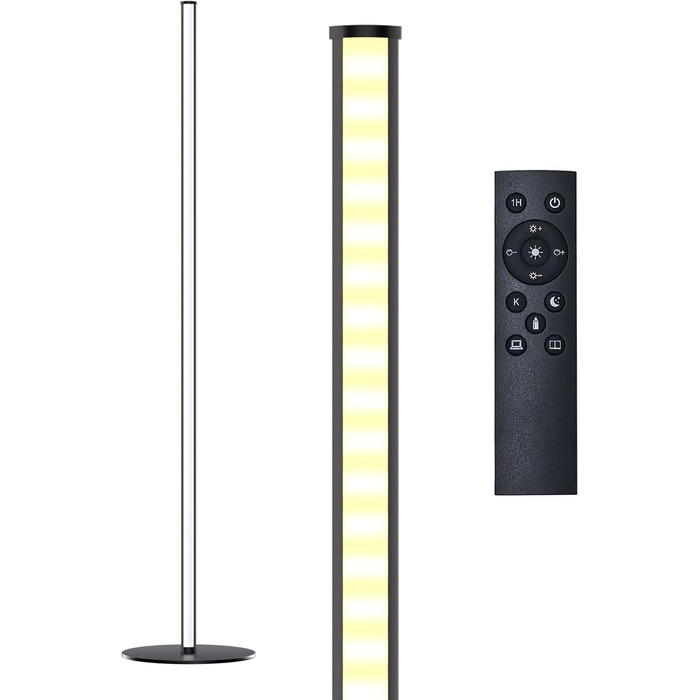 LED торшер для вітальні, білий з пультом ДУ, RGB 16 млн кольорів, синхронізація з музикою, 140 см, кутова лампа для ТБ, спальні, ігрової кімнати