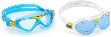 Маска для плавання Aqua Sphere Unisex Vista Jnr (1 упаковка) світло-блакитний і жовтий - прозора лінза Набір одного розміру з дитячими окулярами