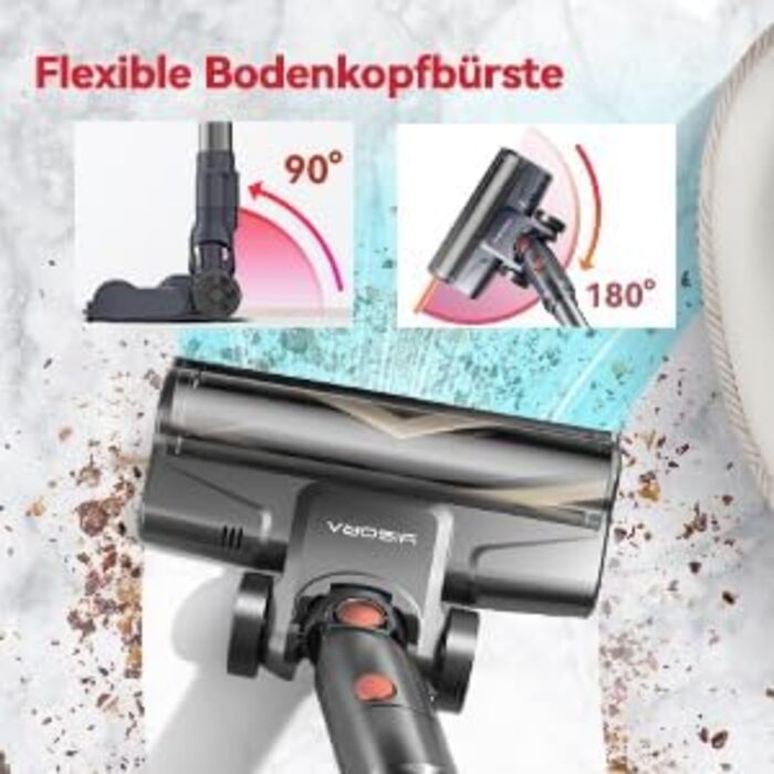 Пилосос YISORA 6-в-1: Вертикальний та ручний, без мішка, 23kPa, 600W, для твердих поверхонь та килимів (Рожевий)