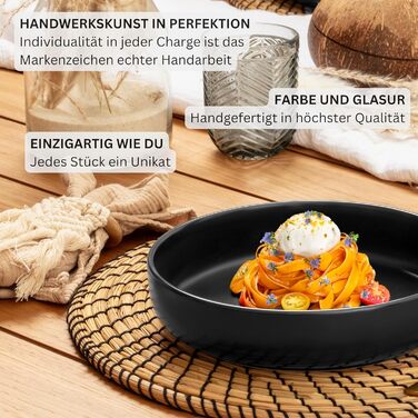 Набір посуду SÄNGER Madeira на 6 осіб: тарілки, чашки, салатники - 30 предметів, кераміка, чорний, для мікрохвильовки та посудомийної машини | VALUE COLLECTION