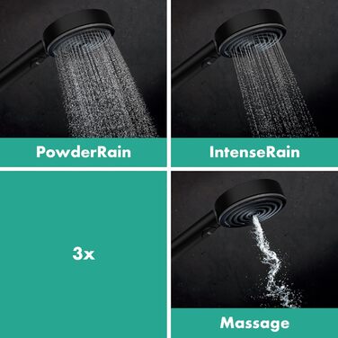 Змішувач для ванної Hansgrohe Ecostat Element накладний з термостатом (SafetyStop 40°C) для 2 споживачів (13347000), матовий чорний, комплект з водозберігаючим душем та штангою 90см