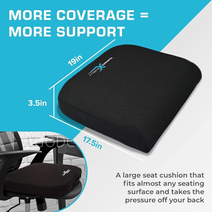 Подушка для сидіння Xtreme Comforts - підходить для офісного крісла, робочого столу, інвалідного візка та авто. Зручна спинна подушка з ручкою.
