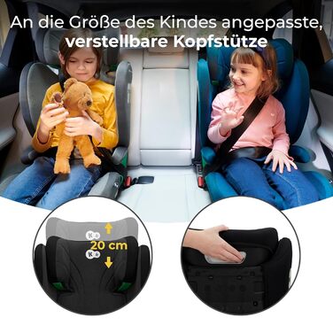 Дитяче автокрісло kk Kinderkraft JUNIOR FIX2 I-SIZE 15-36кг, з Isofix, Група 2/3, 100-150 см, Регульована спинка, Підголівник, Спеціальні системи безпеки, Зручно переносити, 6.3 кг (Black2, JUNIOR FIX I-SIZE, Single)