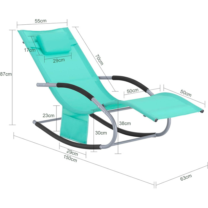 Шезлонг SoBuy для 2 осіб, садова гойдалка, стійка до погодних умов, з подушкою для голови, для тераси, балкону, кемпінгу, до 150 кг, садові меблі OGS28-SCHx2 (світло-блакитний)