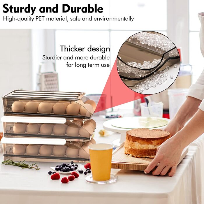 Організатор для яєць на 54 яйця, 3-рівневий, прозорий, для холодильника