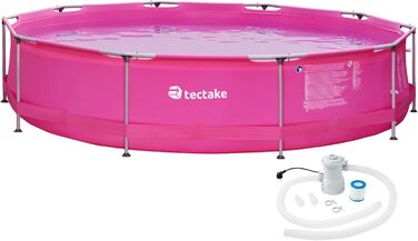 Басейн TecTake 800580, простий у встановленні та демонтажі, міцна та міцна плівка (рожевий Ø 360 см)
