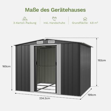 Сарай металевий Devoko 96x98x160 см з похилим дахом, антрацит. Садовий будиночок з дверима, рукавичками. Міцний, стійкий до іржі.