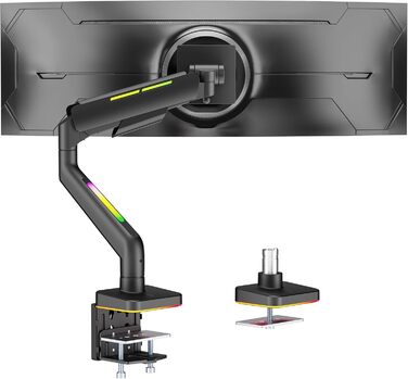 Кріплення для монітора ARES WING Ergonomic RGB, 17-49 дюймів, регульоване по висоті, поворотне, нахилене, RGB LED (білий/чорний)