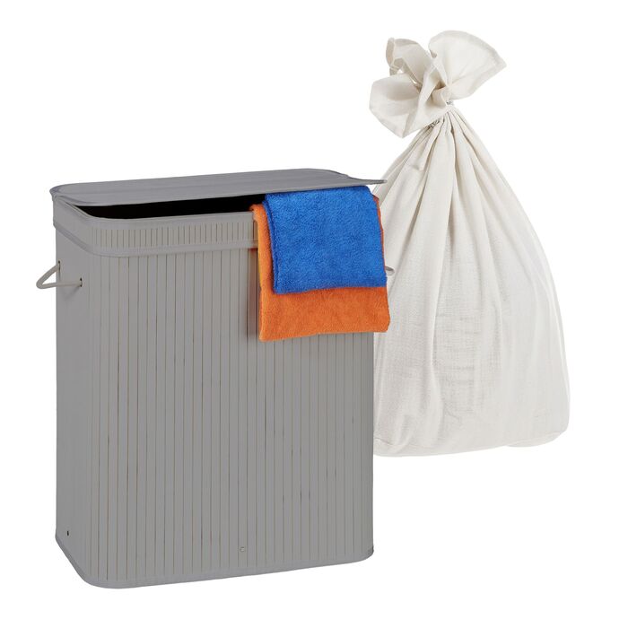 Кошик для білизни Relaxdays з бамбука з 2 відділеннями