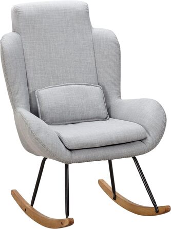 Крісло-гойдалка FineBuy Capri з тканини та дерева, сірого кольору, 75 x 110 x 88,5 см