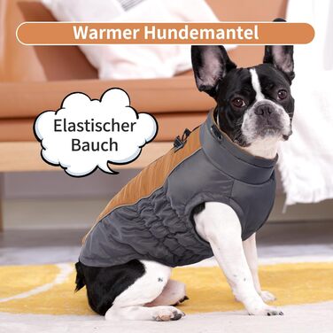 Зимове пальто для собак Kuoer, тепла куртка для собак, водонепроникна, флісова зимова куртка для собак (XL, коричнева)