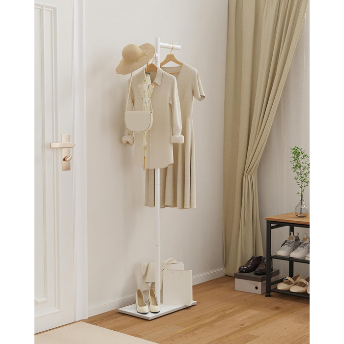 Підлогова вішалка для одягу Metall, стійка вішалка для курток, 175 см, білий колір, 39x26x175 см