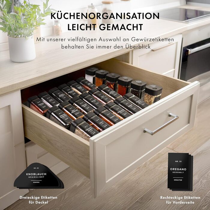 Набір баночок для спецій кутовий (24 x 120 мл) з кришками, ситечко, 240 чорних етикеток - високоякісні контейнери для спецій