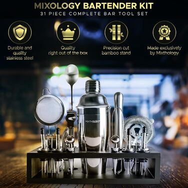 Набір бармена Mixology 31 предмет: професійний шейкер, інструменти та аксесуари для дому. Колір: темно-вишневий (Dark Cherry)