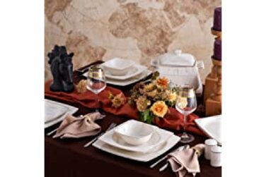 Золотий набір посуду для сервірування столу з 60 предметів для 12 осіб, порцеляновий, кутовий, комбінований сервіз, порцеляновий посуд для сервірування столу