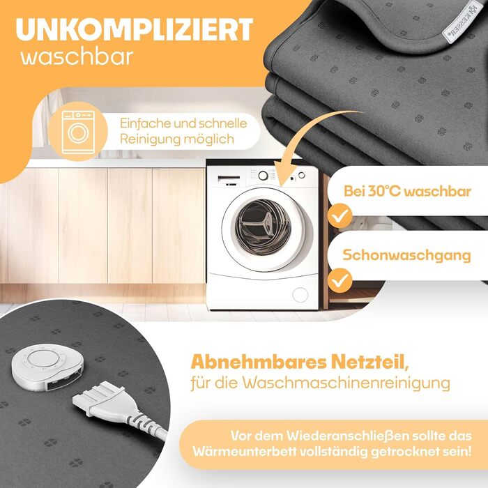 Електрична підігріваюча ковдра KESSER® з двома зонами нагріву та автовимкнення | 3 температурні режими | Підігріваюча підстилка для ліжка | М'яка флісова ковдра білого кольору (160 x 140 см)