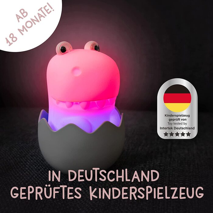 Дитячий LED нічник MegaLight Diggy Dino: RGB-підсвітка, регулювання яскравості, сенсорне керування та звукові ефекти, USB-зарядка