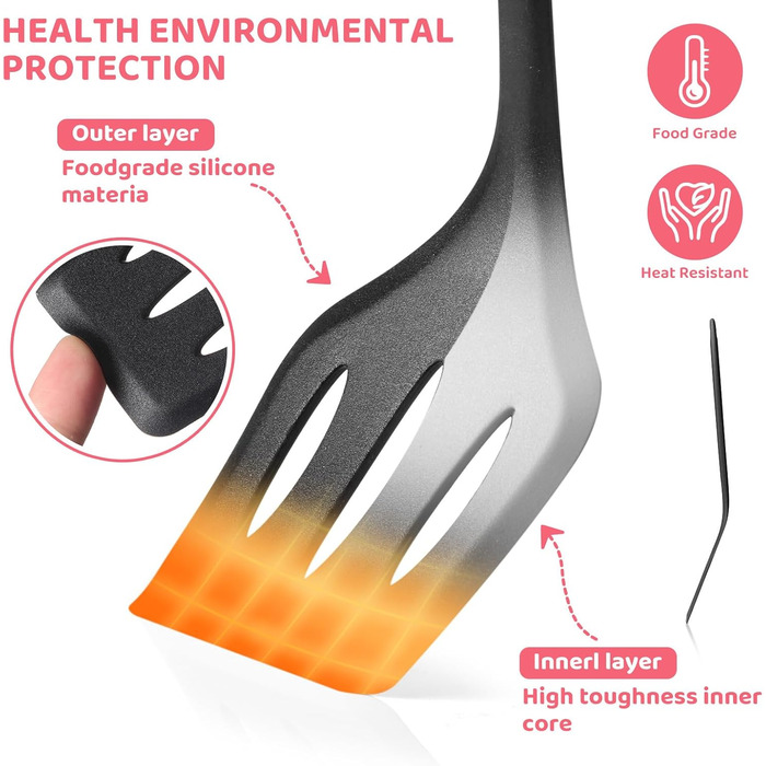 Набір кухонних аксесуарів 37 шт. з силікону, набір кухонних помічників, стійкий до високих температур, безпечний для миття в посудомийній машині, антипригарне покриття (рожево-золотий, чорний)