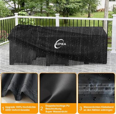 Чохол для садово-патіо меблів Kipiea, водонепроникний, прямокутний, 242x162x100 см, захист від УФ, зимовий, 420D Oxford