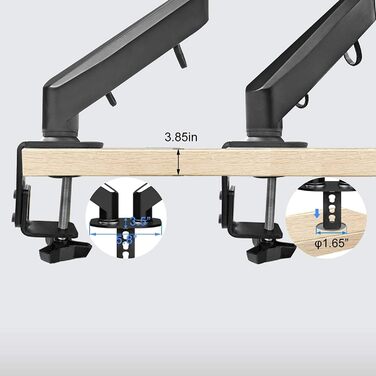 Підставка для двох моніторів Pholiten: 17-32 дюйми, VESA 75/100mm, регулювання висоти, нахил, поворот