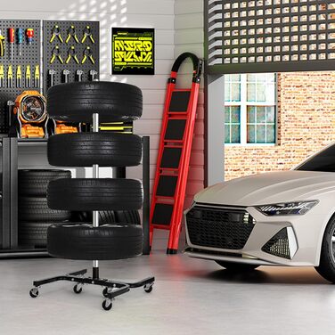 Стійка для шин на коліщатках - органайзер для зберігання автопокришок, до 150 кг