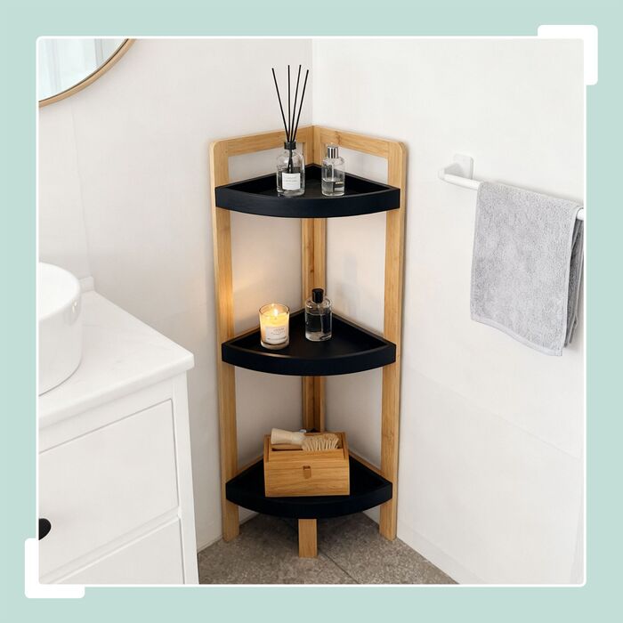 Поличкова стійка Relaxdays з бамбука для кута з полицями