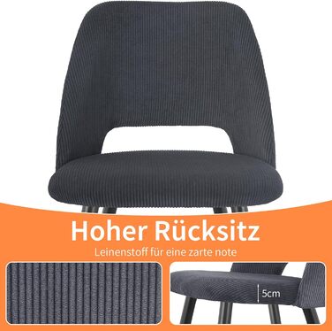 Набір з 4-х обідніх стільців, кухонний стілець з тканини Cord, м'які стільці для обідньої, кухонної, вітальні та спальні, багатокольорові