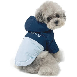Зимове пальто для собак Dociote зимова куртка з отвором для коміра і капюшоном жилет для маленьких собак з бавовняною підкладкою (L, синій)