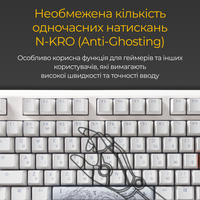 Механічна клавіатура Ducky One 3 Cherry MX Red RGB White UA