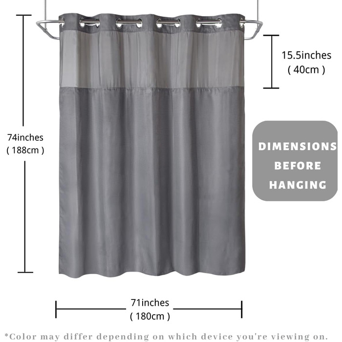 Тканинний душовий завіс з магнітними кріпленнями Snap Liner, 180x200 см (Сірий)